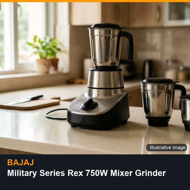 Illustrative image for Bajaj Military Series Rex 750W Mixer Grinder