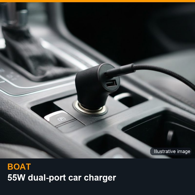 Illustrative image for boAt 55W dual-port car charger